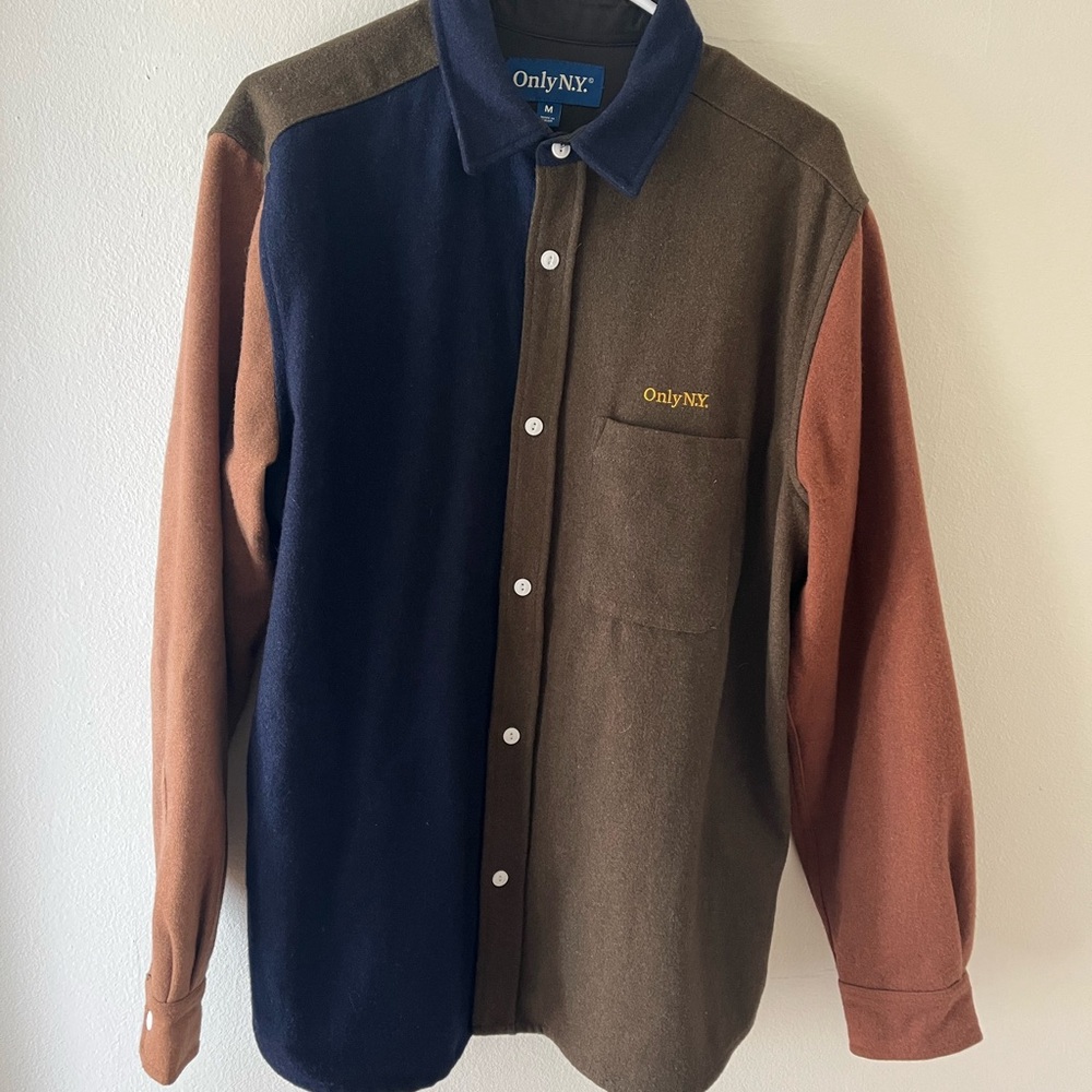 OnlyNY Wool Multicolor Button-Down Shirt Jacket